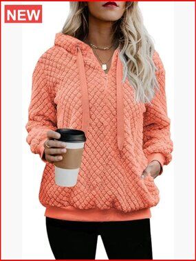Women's Sherpa Pullover Hoodie Fleece Sweatshirt Oversized Fuzzy Warm Coat